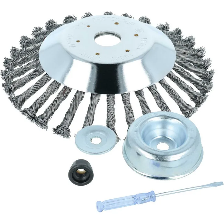 vhbw Unkrauthacke für Makita DBC CG260B, 340, 300, 290, 250, CG33N, CG330B, Metallbürste zur effektiven Unkrautentfernung, silber, Durchmesser 20 cm