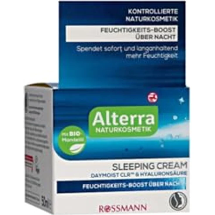 Alterra Sleeping Cream 50 ml, Feuchtigkeits-Boost für müde Haut mit Bio-Mandelöl, Daymoist CLR & Hyaluronsäure, zertifizierte Naturkosmetik, vegan – Bild 2