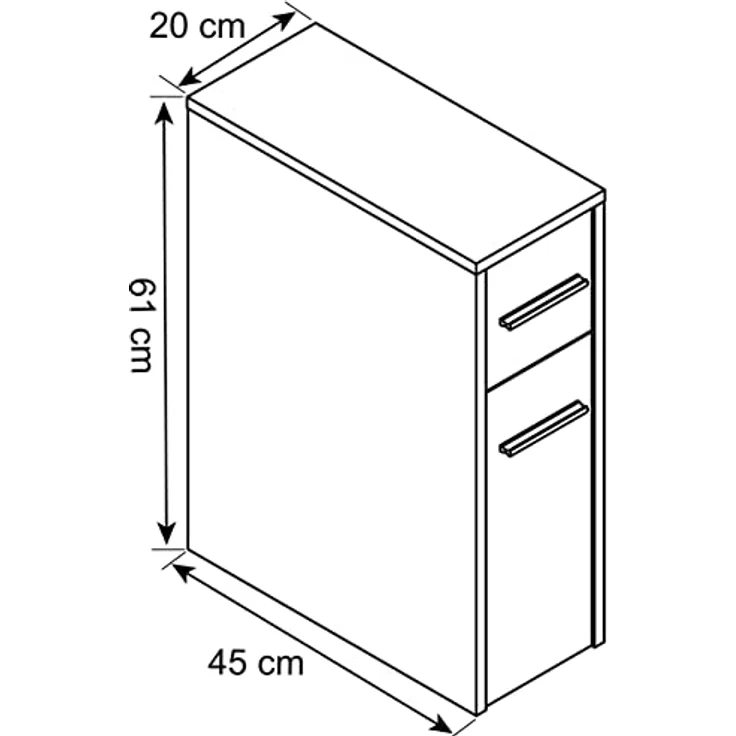 VCM Holz Badmöbel Midischrank Bad Toilette Badschrank Schublade Nischenschrank Zalo Weiß/Schwarz – Bild 5