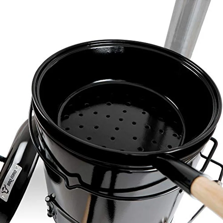 BBQ-Toro Gulaschkanone, 17 Liter emaillierter Gulaschkessel mit Deckel, Eintopfofen für Outdoor Küche, inkl. Röstpfanne und Edelstahl Suppenkelle – Bild 4