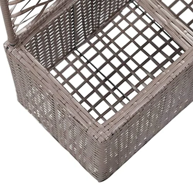 vidaXL Hochbeet mit Rankgitter 2 Töpfe 58×30×107cm Poly Rattan Braun – Bild 5