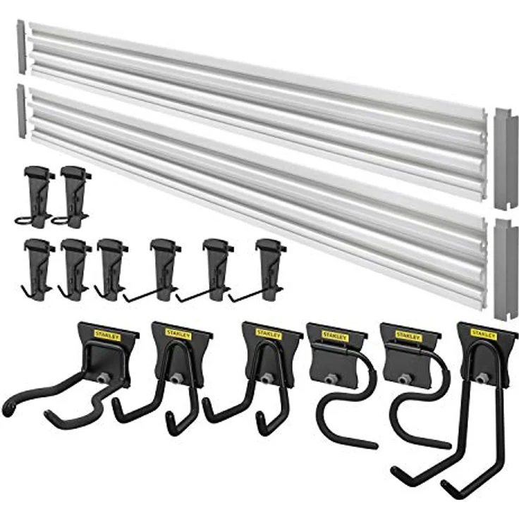 Stanley Trackwalls Set STST22000-1, 20-teiliges Schienensystem mit 35 kg Tragekapazität, einfache Montage, mehrfarbig – Bild 1