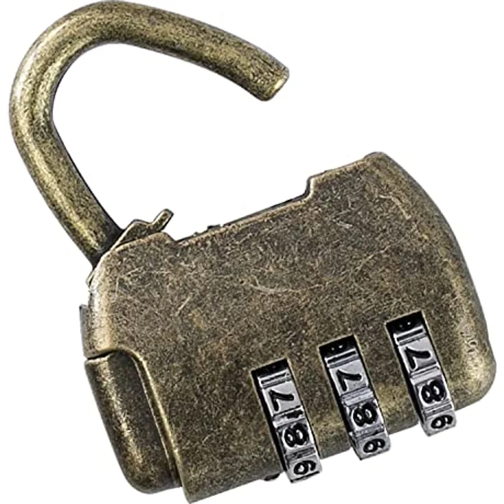 HMF Vintage Deko Zahlenschloss Vorhängeschloss | 3-Stellig | 4,3 x 3,5 x 1,2 cm | Gold – Bild 3