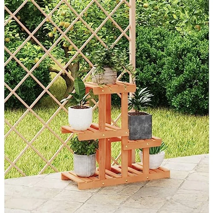 vidaXL Blumenständer, Pflanzständer 58x25x51 cm Massivholz Tanne, Retro-Stil Eleganz, Wandhalterung enthalten – Bild 2