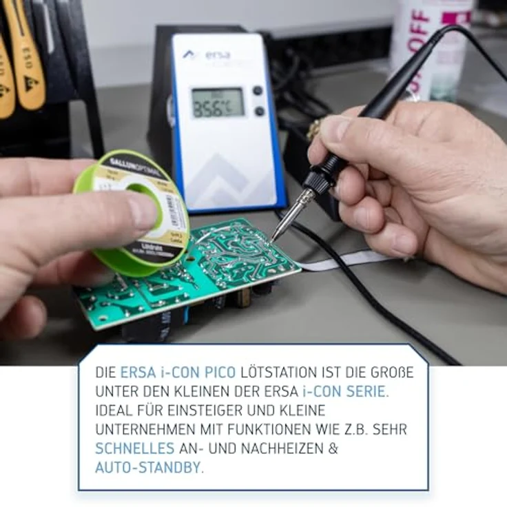 ERSA i-CON PICO digital regelbare Lötstation 80 Watt im Set inkl. Zubehör wie stabile Lötkolbenhalterung, Lötkolben i-Tool Pico | Löttemperatur regelbar 150 bis 450 °C | Auto-Standby – Bild 3