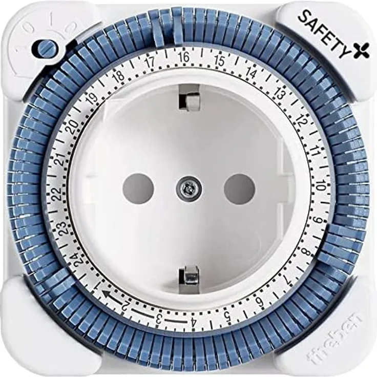 Theben 0260833 Timer 26 Safety-Plus I analoger Zeitgeber I analoge Steckdosenschaltuhr I Steckdosentimer I Analoge Zeitschaltuhr I mit Tagesprogramm I erhöhter Berührungsschutz I 230 V AC