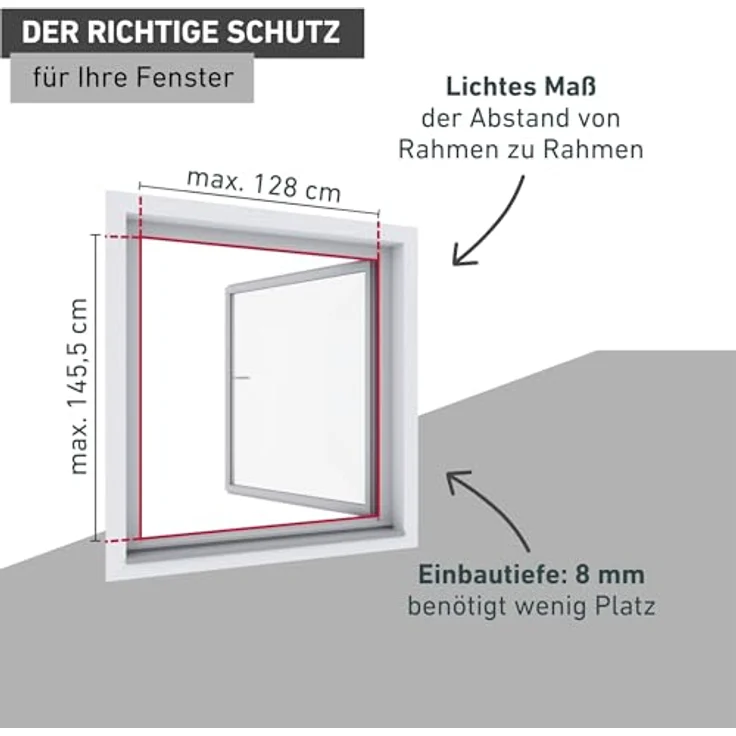 Rhino Screen Insektenschutz Spannrahmen Fliegengitter für Fenster Fenstergitter Fliegenschutz, aus Aluminium, weiß, 130 x 150 cm, 03767 – Bild 5