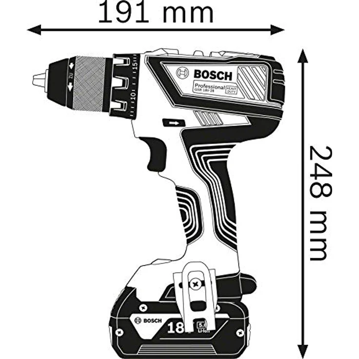 Bosch Professional Akku-Bohrschrauber GSR 18V-28, 2 x Akkus GBA 18V, Ladegerät AL 1820 CV - 06019H4109 – Bild 3