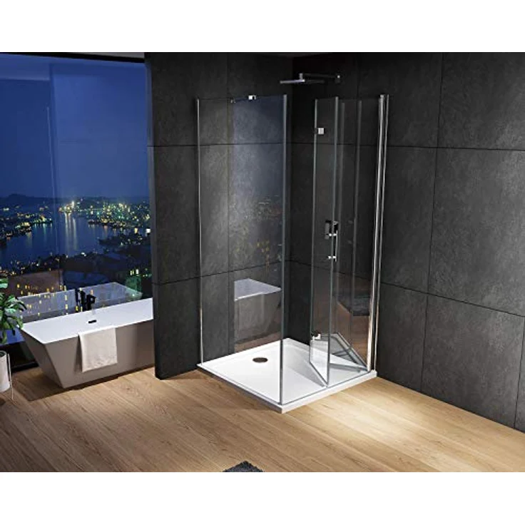 IMPTS Eckdusche Duschtür Falttür mit Seitenwand Komplett Duschkabine, BxT: 75x90 cm, Einscheibensicherheitsglas, 2-tlg., INKL. Duschwanne & Ablauf – Bild 4