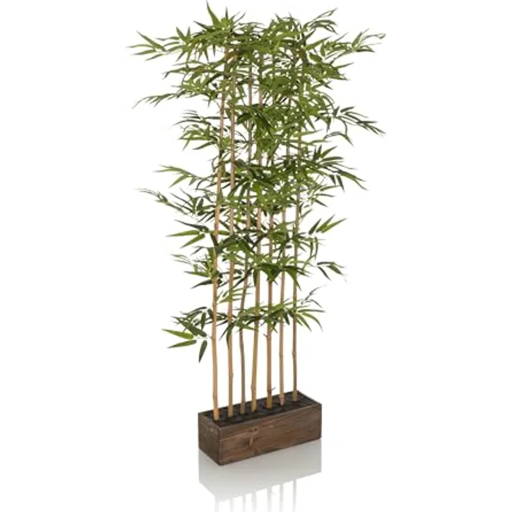hjh OFFICE Kunstpflanze Bambus I künstliche Deko Pflanze 150cm, pflegeleichter Bambusstrauch, Sichtschutz Kunstbaum Grün, 871052