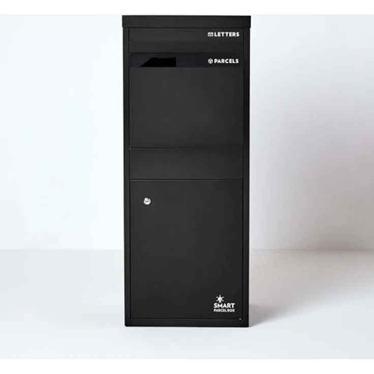 Smart Parcel Box L schwarz 42x39x103 cm, Paketbriefkasten mit Rückholsperre, für sichere Paketaufbewahrung, Entnahme vorne & hinten – Bild 3