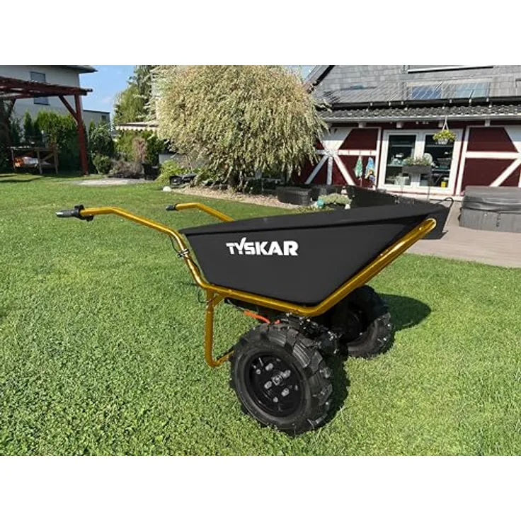 Tyskar Akku Schubkarre ESK260TWIN, Doppelachser mit 500 Watt Motor, 100L Wanne, max. 260kg Tragkraft, 24V Akku