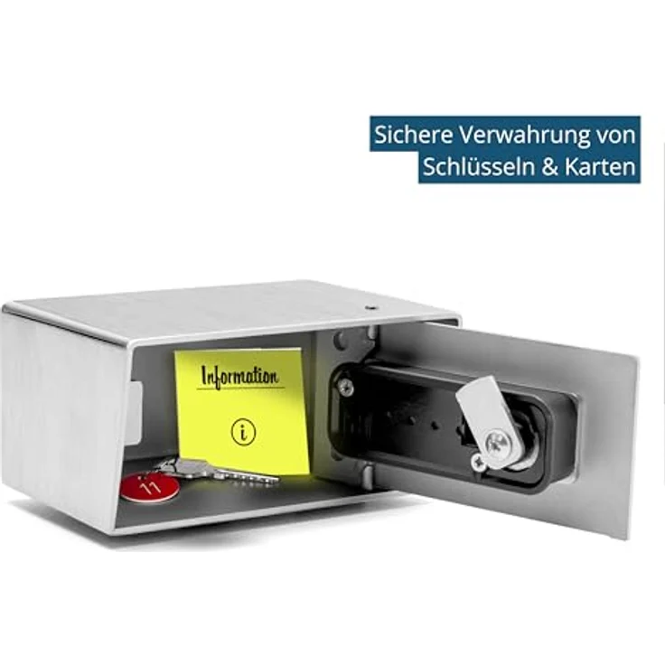 masunt Schlüsseldepot 440 M Code | Hochwertiger Schlüsselsafe mit Zahlenschloss | Aufbruchsicher | Für Außenbereich | Kompakte Größe | Edelstahl | Silber (V4A Edelstahl - extra korrosionsbeständig) – Bild 2