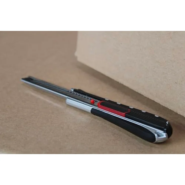 Wedo 787009 Safety Cutter 2-in-1, 9 mm, automatischer Klingenrückzug, Rasterautomatik, integrierte Abbrechhilfe, silber-schwarz – Bild 5