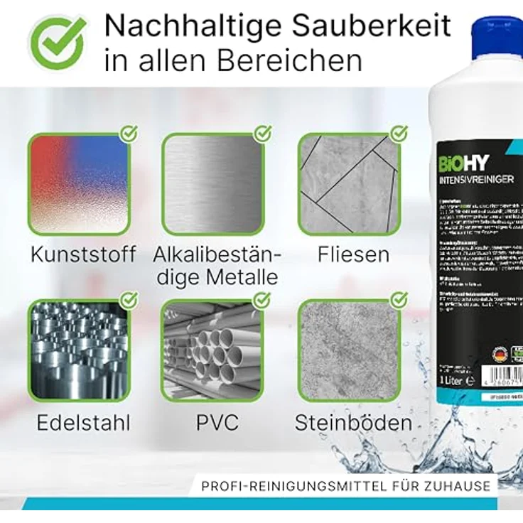 BiOHY Intensivreiniger 1 x 1 Liter Flasche Allzweckreiniger, hocheffektiver Schmutz- und Fettlöser, Bio-Putzmittel, sparsames Konzentrat – Bild 4