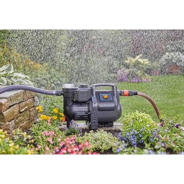 GARDENA Hauswasserautomat 3500-4E: Robuste Hauswasserpumpe, vollautomatisch, mit LED-Blinklicht-Frequenz, Fördermenge 3500 l/h, Thermoschutzschalter, Trockenlaufsicherung (1757-20) Hauswasserwerk 40 / 4,0 m 4 bar Ansaughöhe 7 m – Bild 2
