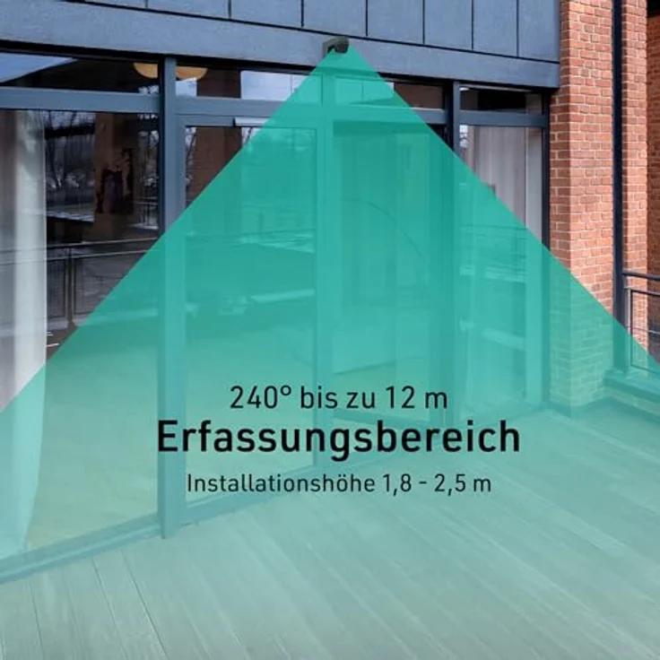 Oktaplex lighting Eva Bewegungsmelder, Infrarot Bewegungsmelder für Außen mit 12 m Reichweite, 240 Grad Erfassungswinkel, IP65, anthrazit – Bild 3
