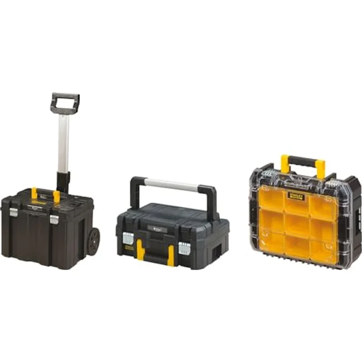 Stanley Pro-Stack FMST1-80103, Werkzeugbox-Set mit Teleskopgriff und 7'' langlebigen Rädern, mobile Aufbewahrungsbox – Bild 8