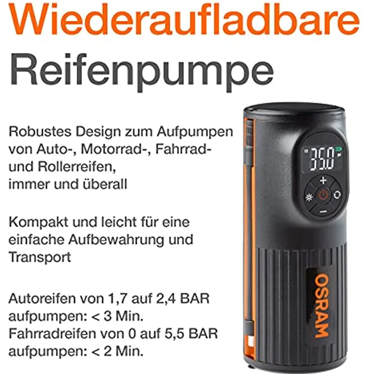 Osram Auto OTIR2000 Kompressor 8.3 bar Aufbewahrungs-Box--Tasche, Digitales Display, mit Arbeitslampe – Bild 6