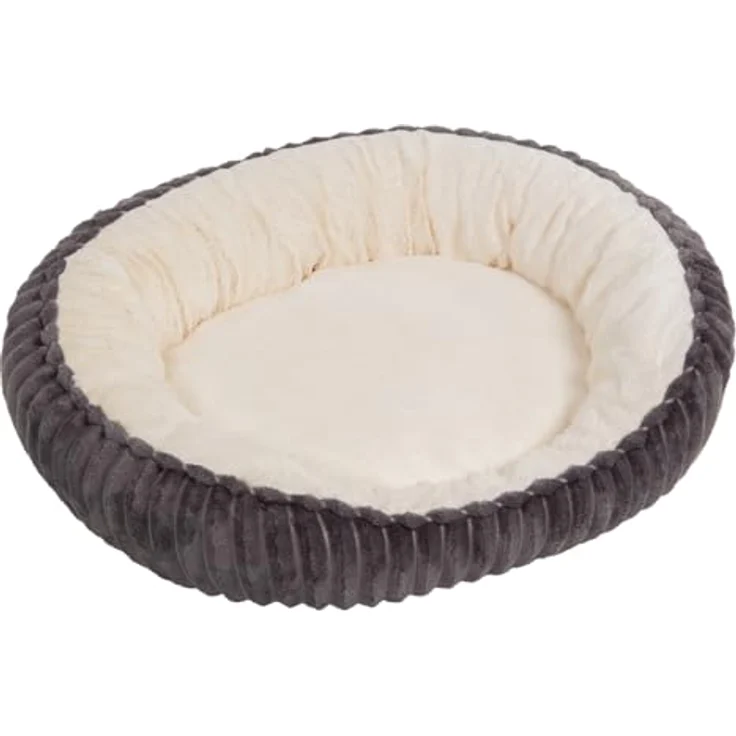 Wallace & Jones | Katzenbett für kleine und große Katzen | Cameron - Katzenkörbchen oval flauschig | Katzenkorb rutschfest | anthrazit-beige | Größe S | ca. 55 x 45 x 17 cm - Preisvergleich – Bild 4