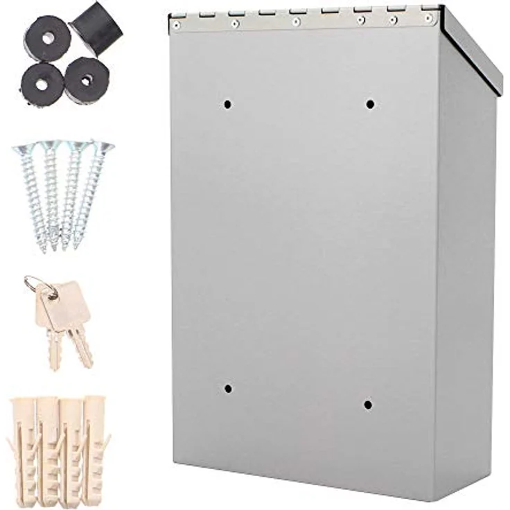 Rottner T06047 Casa INOX Design-Briefkasten aus gebürstetem Edelstahl, mit Sichtfenster, Zylinderschloss 2 Schlüssel und Schutzklappe, Inklusive Montagematerial – Bild 6