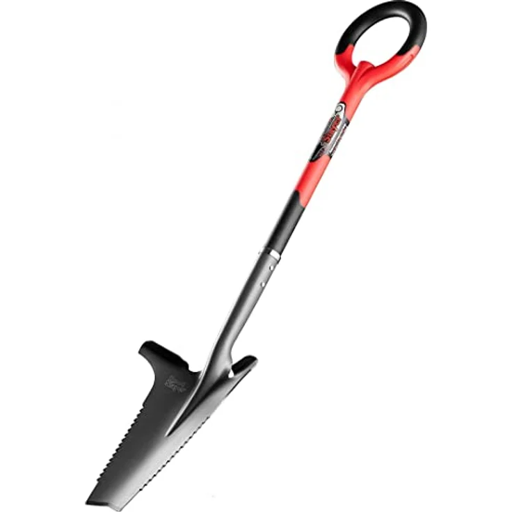 Root Slayer® Spaten Wurzelspaten Mehrzweckschaufel, Kohlenstoffstahl Klinge mit Zähnen, Multifunktionsspaten, ergonomischer runder Griff, 360°, blau – Bild 5