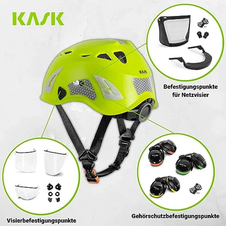 Kask Schutzhelm Superplasma HI VIZ - Arbeitsschutzhelm, Drehrad, Reflexstreifen, EN 397, rot – Bild 4