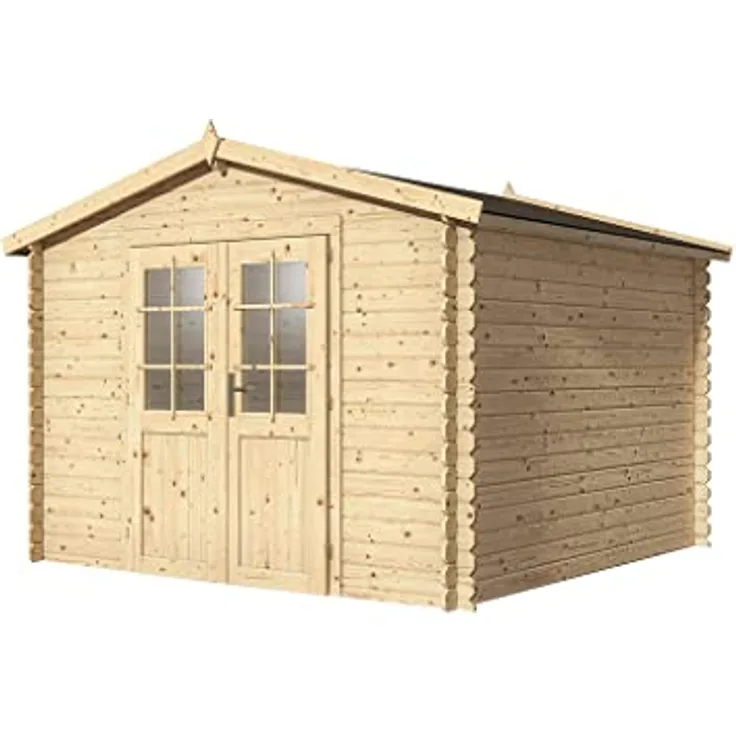 Woodtex Gartenhaus CA2875, 28 mm Massivholz-Gerätehaus mit Fußboden, wetterfest, BxT: 310x298 cm