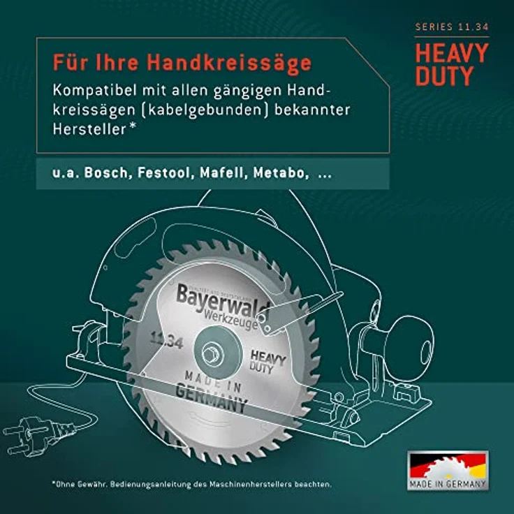 Bayerwald - HM Kreissägeblatt - Ø 160 mm x 2,8 mm x 16 mm | Trapezflachzahn (42 Zähne) | Nebenlöcher: 1/6/32 | für universellen Einsatz auf Handkreissägen – Bild 4