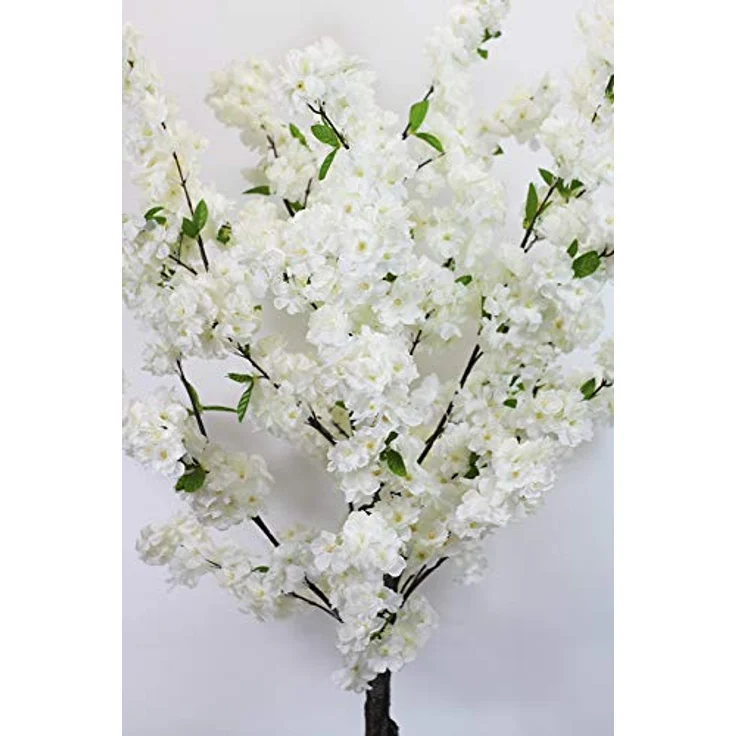 Arnusa Künstlicher Kirschblütenbaum 120cm Weiß Kunstpflanze - Japanische Kirschblüte, Optisches Highlight mit hochwertigen künstlichen Blütenblättern – Bild 5