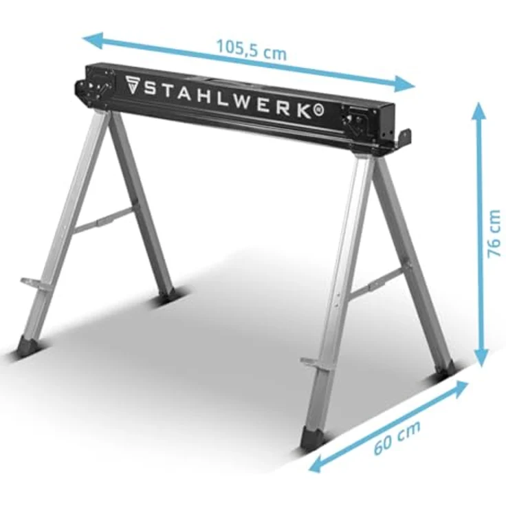 STAHLWERK Klappbock Sägebock SB-757 ST im 2er Set, 500 kg max. Belastbarkeit, Arbeitshöhe 76 cm, pulverbeschichtetes Metall – Bild 7