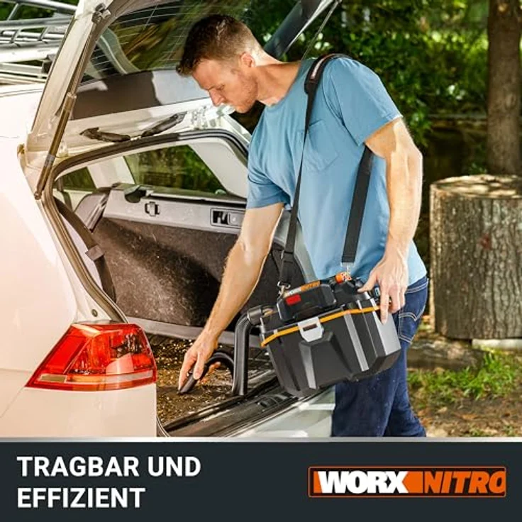WORX WX031.9 Akku Nass-/Trockensauger, mobil und handlich, 20V, mit Fugendüse und Breitstrahldüse, Schwarz/Orange – Bild 4
