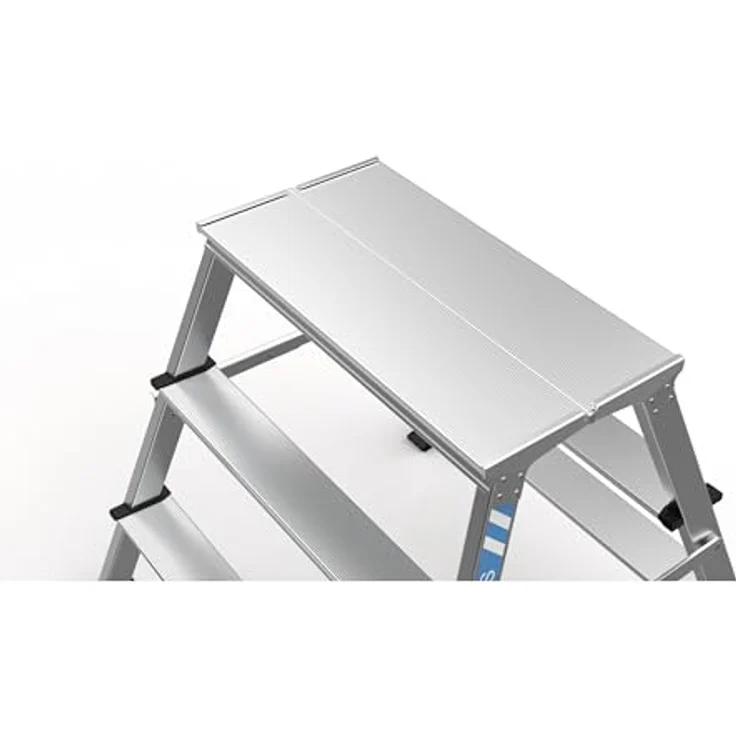 Zarges XLstep P, Podestleiter 2 x 4 Stufen, beidseitig begehbar, abriebfeste Holme, geeignet für Gitterrostflächen – Bild 5