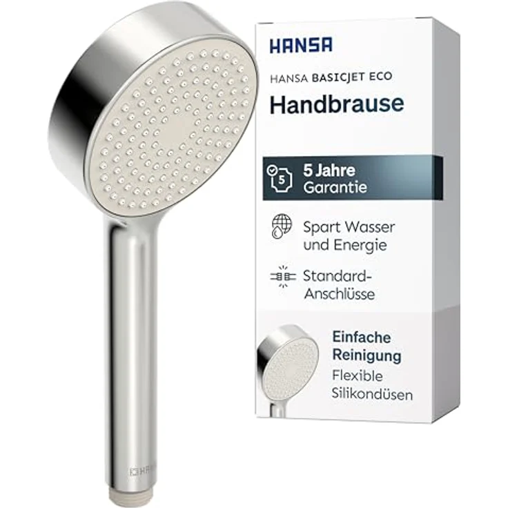 Hansa Hansabasicjet Handbrause, Anti-Kalk-Technik, Durchmesser 95 mm, 1-strahlig, Eco-Durchfluss, 44610400 – Bild 2