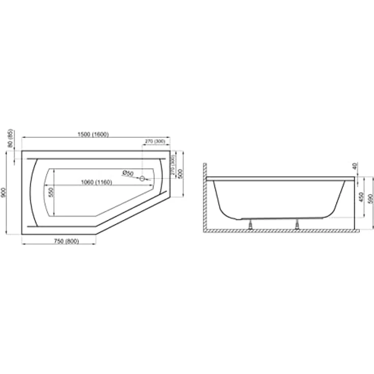 KOLMAN Badewanne SELENA Eckbadewanne 150x90 Rechts, 3in1 Premium Original Acryl Wanne Siphon, reinweiß – Bild 5