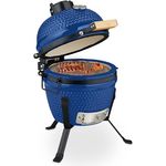 Relaxdays Kamado-Grill, Keramikgrill mit 26 cm Grillfläche, integriertes Thermometer, bis 450°C, für Grillen, Smoken und Backen