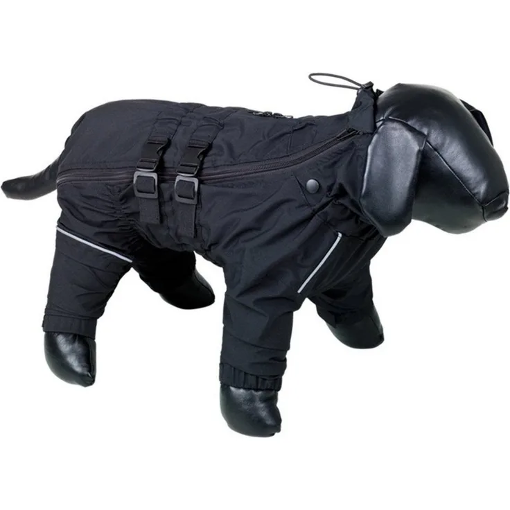 Nobby Hunderegenmantel Regenoverall Tenko schwarz, mit integriertem Geschirr und Reflektorstreifen