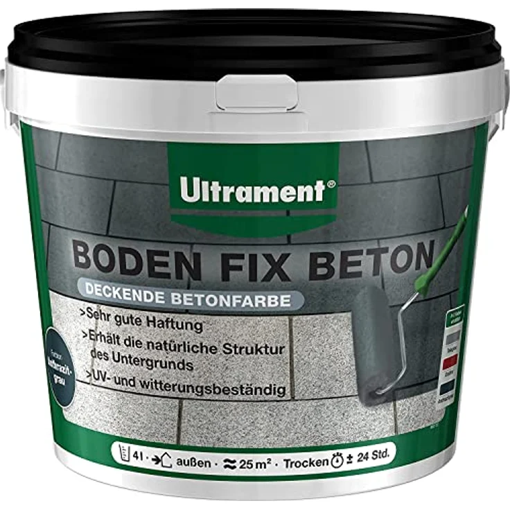 Ultrament Boden Fix Betonfarbe, Bodenfarbe, 4 Liter, Anthrazit – Bild 1