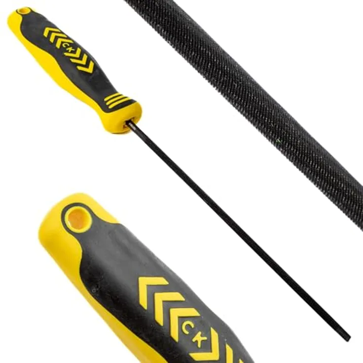 C.K Kettensägefeile, 5 x 175 mm, Kohlenstoffstahl mit ergonomischem Griff, rund, Hieb 2, schwarz