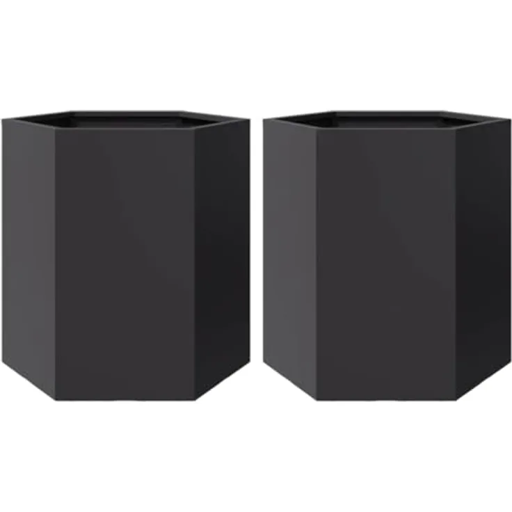 vidaXL Pflanzkübel 2 STK. Schwarz Sechseckig 46x40x45 Stahl, Witterungsbeständig und strapazierfähig