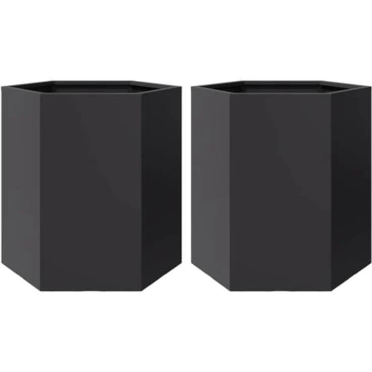 vidaXL Pflanzkübel 2 STK. Schwarz Sechseckig 46x40x45 Stahl, Witterungsbeständig und strapazierfähig – Bild 1