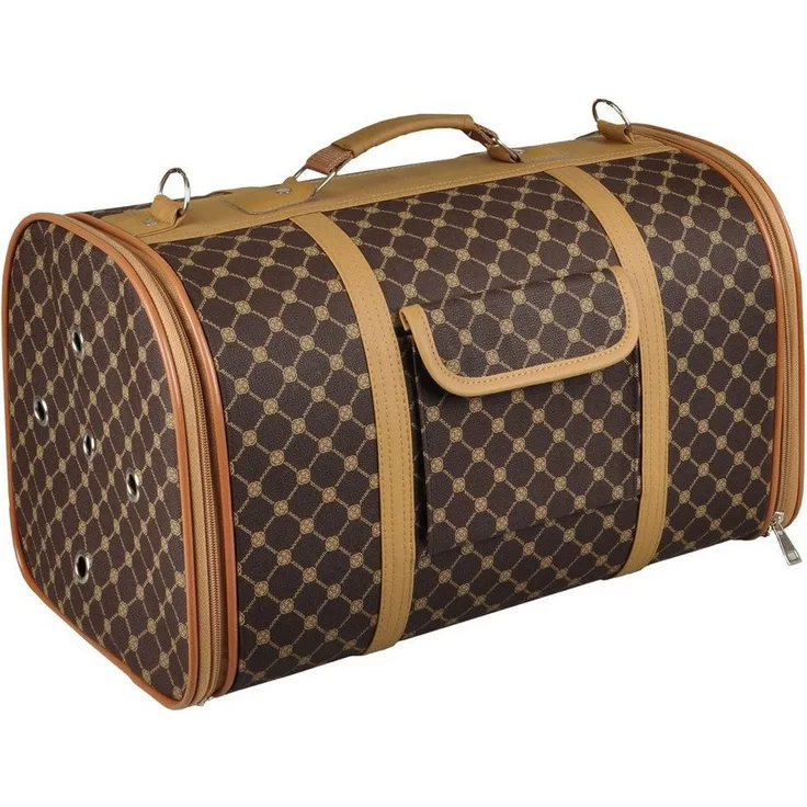 Flamingo Tiertransporttasche Tragetasche Chloe 2 braun, mit aufrollbaren Netzeinsätzen und Schutzfüßen