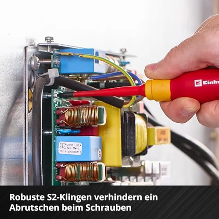 Einhell Elektriker-Schraubendreher-Set 5-tlg., isolierte Werkzeuge mit ergonomischen Griffen, Spannungsprüfer und S2-Klingen, für Elektroinstallationen – Bild 4