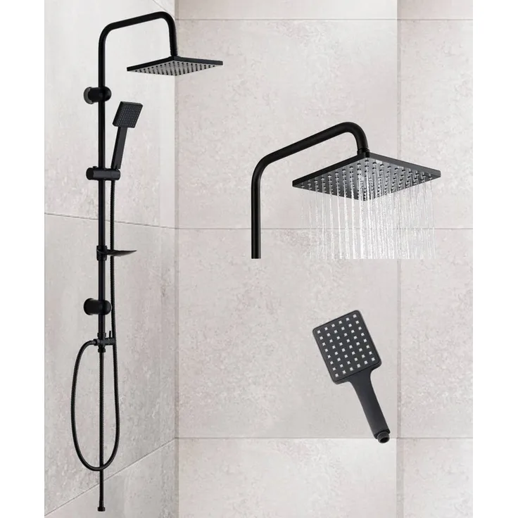 Faizee Möbel Duschsystem Regendusche Set Schwarz, Höhe 97 cm, Schwarzes Design, Robustes Material, Einfach zu bedienen, Verstellbare Höhe - Preisvergleich