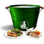 Vikkieerin - Tischgrill holzkohle - Grill - Großer runder BBQ - Tragbar - Kompakt und Leichtgewichtig - Retro-Stil - Grün - Ø38cm - Preisvergleich