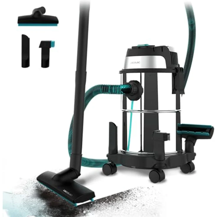Cecotec Conga Rockstar Wet & Dry Steel Nass- und Trockensauger, 1200 W, 20 kPa, Doppel Funktion: Saugen und Blasen, Metallstruktur, Räder, 5m Aktionsradius – Bild 1