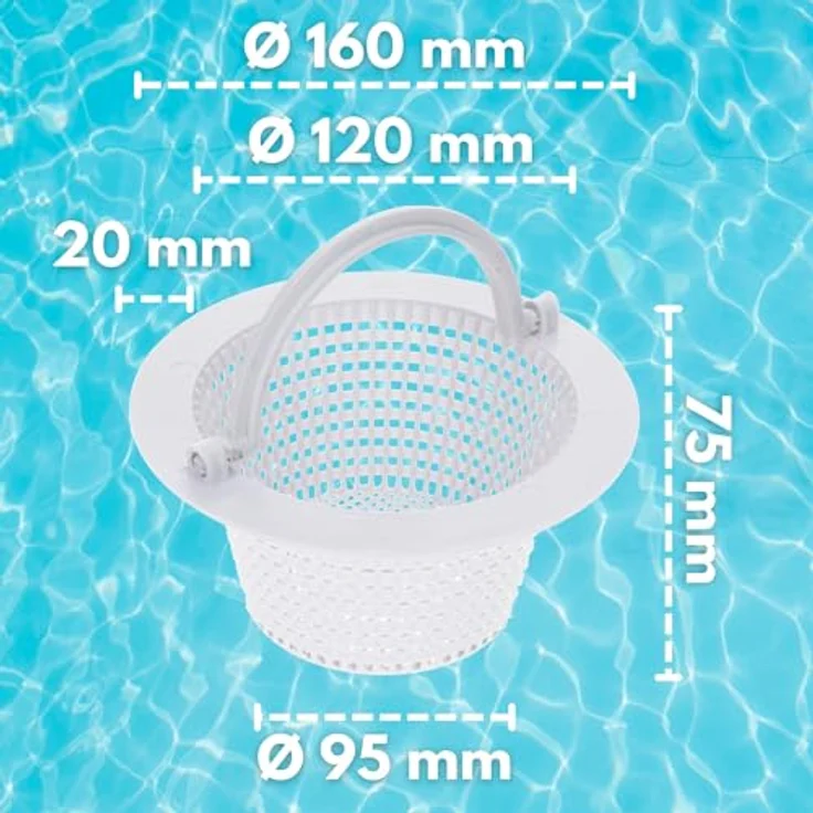 Amapool Skimmer Korb 16cm, Ersatzkorb für Standard Skimmer, chlorbeständig und stabil mit Griff für einfache Entnahme – Bild 2
