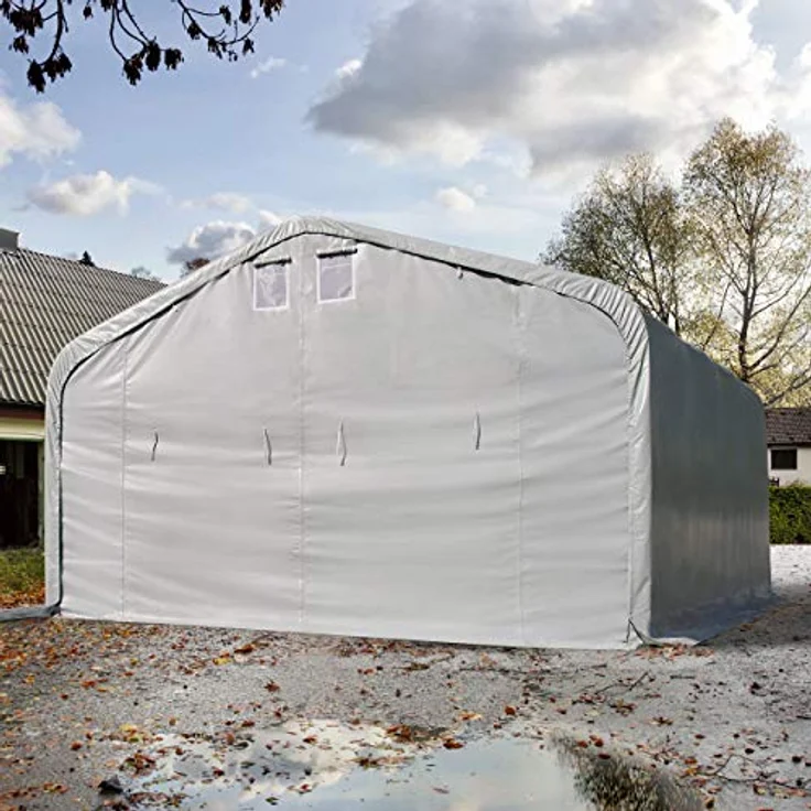TOOLPORT Wikinger Zeltgarage 6x6 m, stabile Lagerzelt-Carport mit 4,1x2,9 m Torgröße für Boote, Wohnmobile und Traktoren – grau – Bild 2