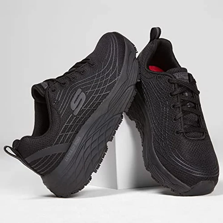 Skechers MAX CUSHIONING ELITE SR, Berufsschuh Schnürschuh für Gastronomie und Pflege, schwarz, maschinenwaschbar, rutschhemmend, mit Skechers Memory Foam Dämpfung – Bild 7