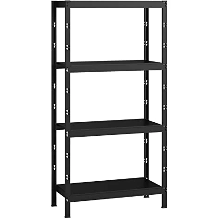 SCHULTE Regalwelt Profi-Steckregal mit 4 Böden, 195x100x50 cm (HxBxT), Traglast pro Ebene 120 kg, schwarz-Struktur – Bild 1